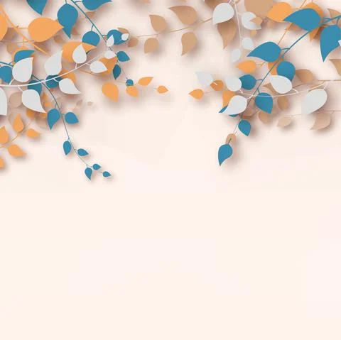 Abstract background with 3D branches and leaves. Vector Stock Illustration