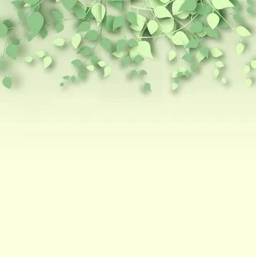 Abstract background with 3D branches and leaves. Vector. Stock Illustration