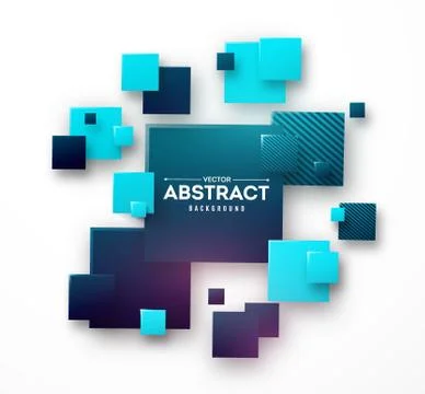 Abstract background with 3d cubes and squares vector illustration Stock Illustration