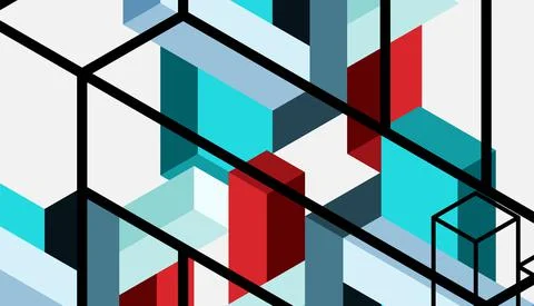 Abstract background. 3d cubes, cubic elements and blocks. Techno or business 库存插图