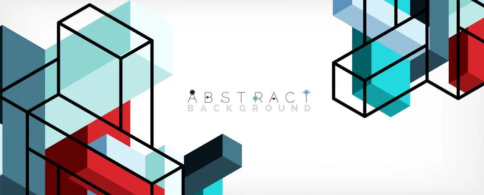 Abstract background. 3d cubes, cubic elements and blocks. Techno or business Illustrazione stock