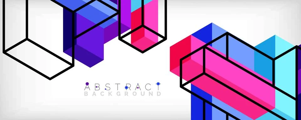 Abstract background. 3d cubes, cubic elements and blocks. Techno or business Stock Illustration