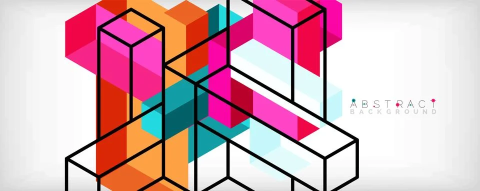 Abstract background. 3d cubes, cubic elements and blocks. Techno or business 库存插图