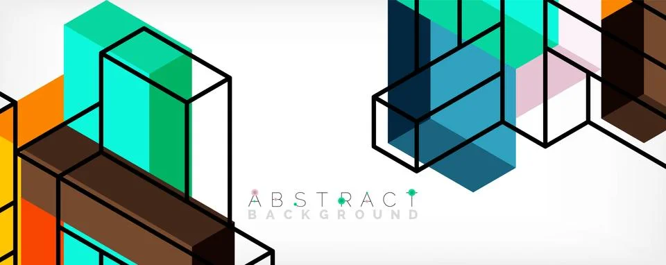 Abstract background. 3d cubes, cubic elements and blocks. Techno or business 스톡 일러스트