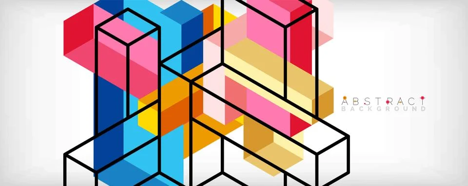 Abstract background. 3d cubes, cubic elements and blocks. Techno or business Illustrazione stock