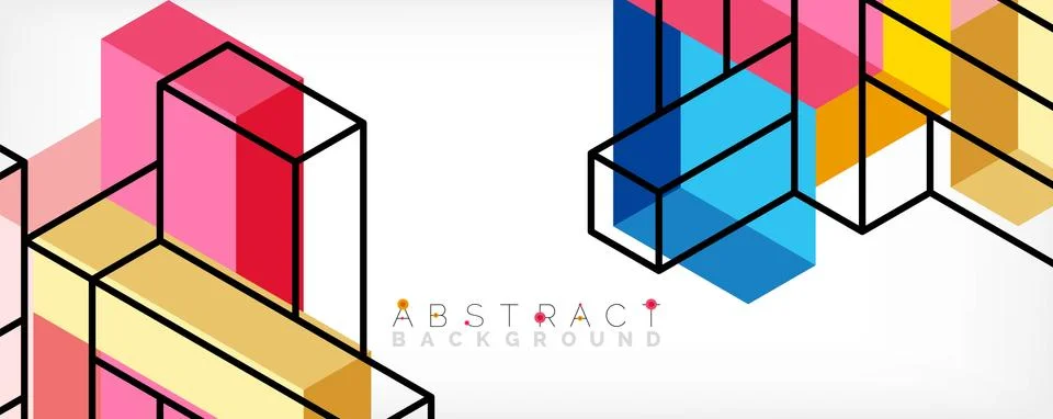 Abstract background. 3d cubes, cubic elements and blocks. Techno or business 스톡 일러스트