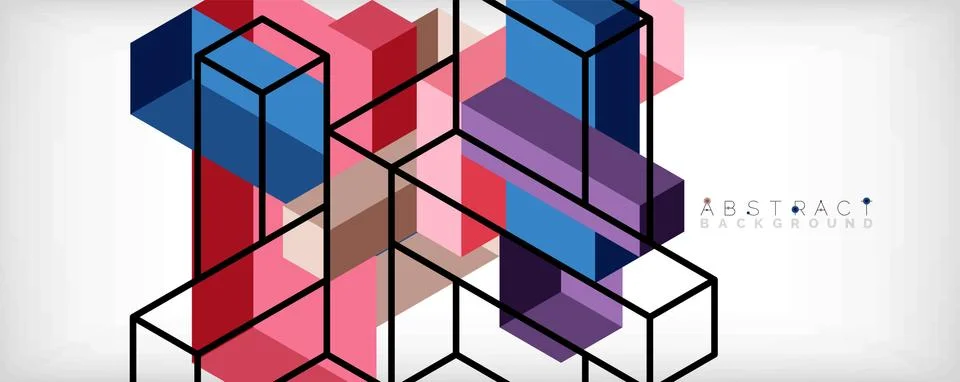 Abstract background. 3d cubes, cubic elements and blocks. Techno or business Stock Illustration