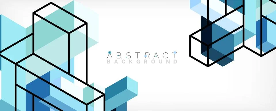 Abstract background. 3d cubes, cubic elements and blocks. Techno or business 스톡 일러스트