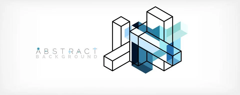 Abstract background. 3d cubes, cubic elements and blocks. Techno or business Illustrazione stock