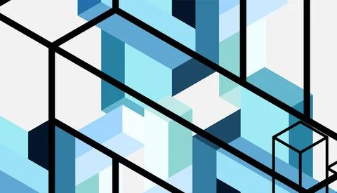Abstract background. 3d cubes, cubic elements and blocks. Techno or business Illustrazione stock
