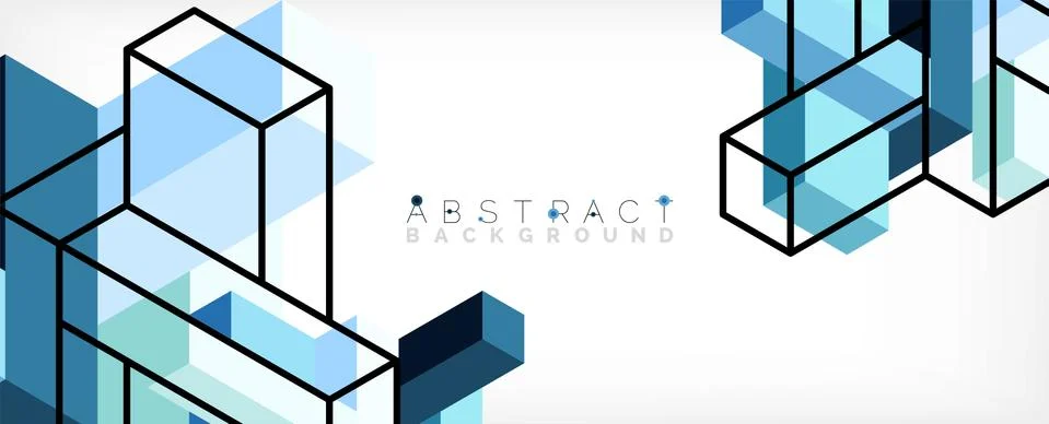 Abstract background. 3d cubes, cubic elements and blocks. Techno or business 스톡 일러스트