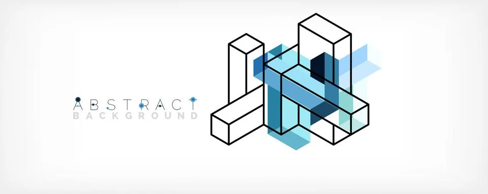 Abstract background. 3d cubes, cubic elements and blocks. Techno or business Stock Illustration