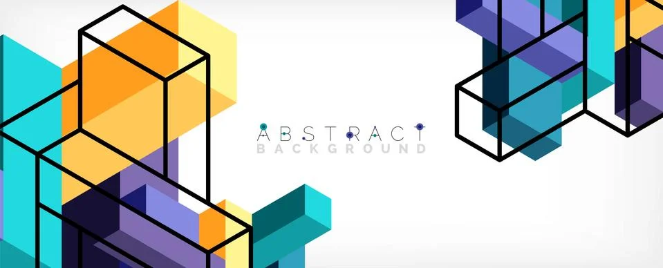 Abstract background. 3d cubes, cubic elements and blocks. Techno or business 스톡 일러스트