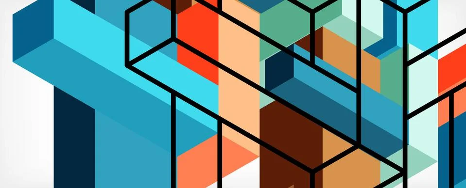 Abstract background. 3d cubes, cubic elements and blocks. Techno or business 库存插图