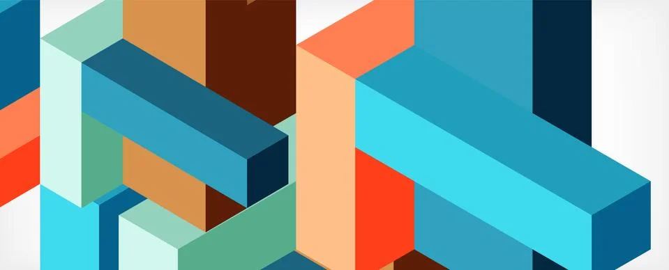 Abstract background. 3d cubes, cubic elements and blocks. Techno or business Stock Illustration