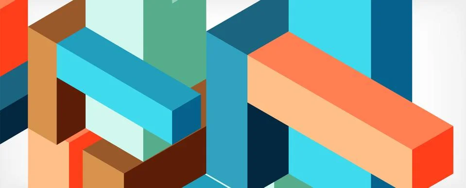 Abstract background. 3d cubes, cubic elements and blocks. Techno or business Illustrazione stock