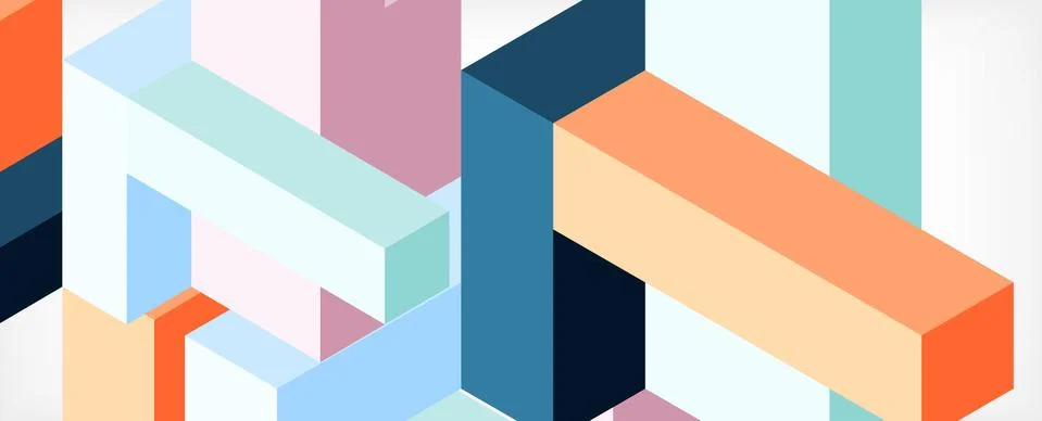 Abstract background. 3d cubes, cubic elements and blocks. Techno or business Illustrazione stock