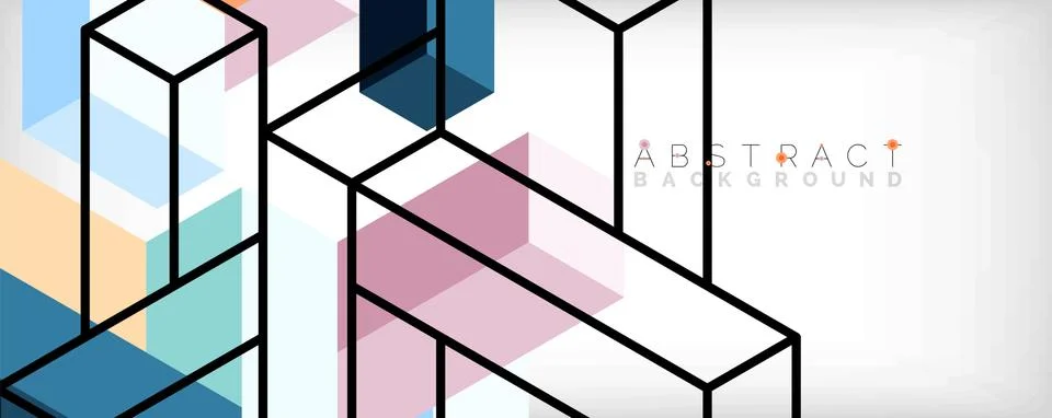Abstract background. 3d cubes, cubic elements and blocks. Techno or business Stock Illustration