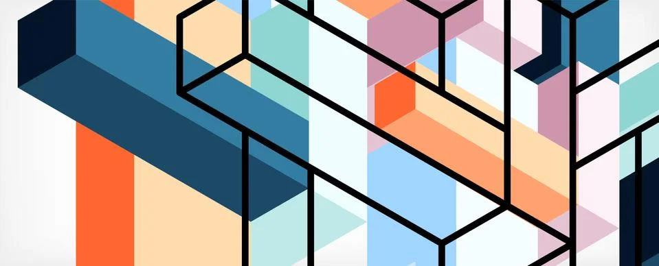 Abstract background. 3d cubes, cubic elements and blocks. Techno or business Stock Illustration
