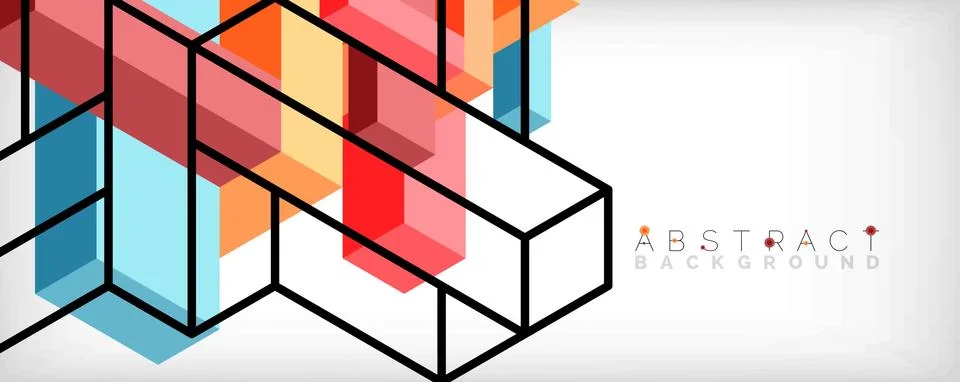 Abstract background. 3d cubes, cubic elements and blocks. Techno or business Illustrazione stock