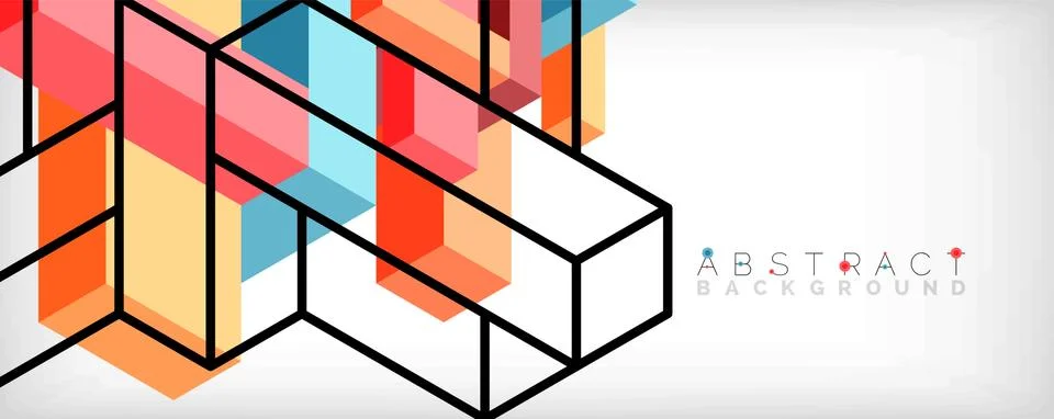 Abstract background. 3d cubes, cubic elements and blocks. Techno or business Illustrazione stock