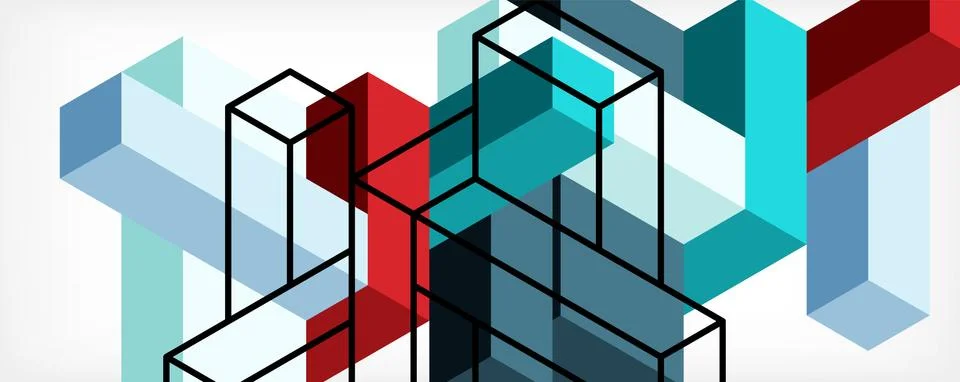 Abstract background. 3d cubes, cubic elements and blocks. Techno or business Illustrazione stock