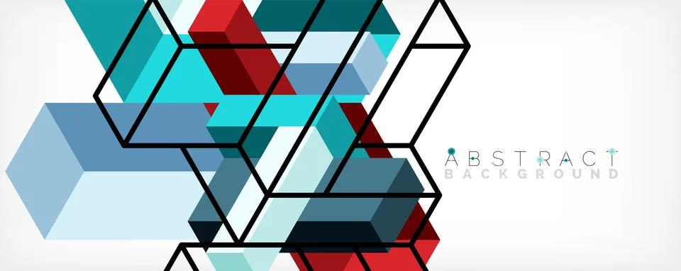 Abstract background. 3d cubes, cubic elements and blocks. Techno or business 스톡 일러스트