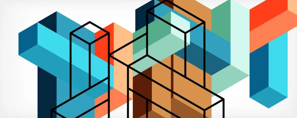 Abstract background. 3d cubes, cubic elements and blocks. Techno or business Stockillustratie