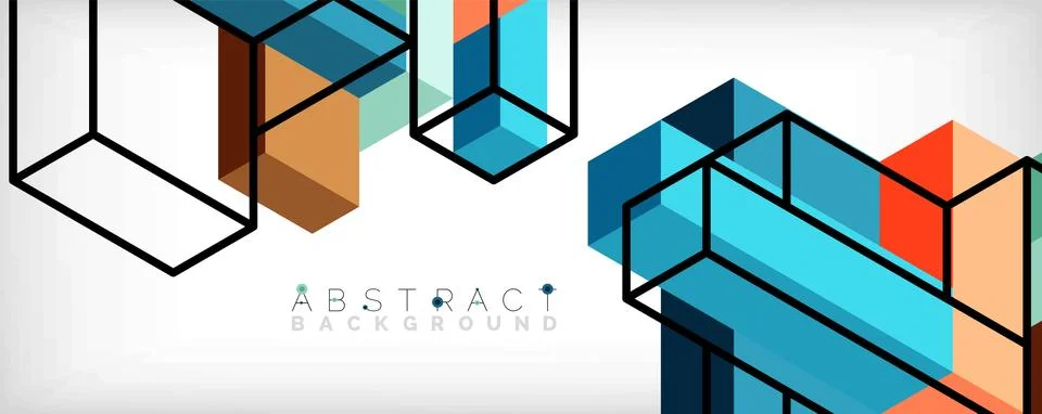Abstract background. 3d cubes, cubic elements and blocks. Techno or business 库存插图