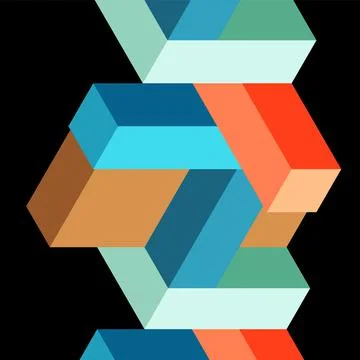 Abstract background. 3d cubes, cubic elements and blocks. Techno or business Illustrazione stock