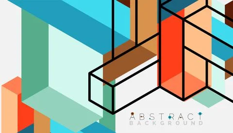 Abstract background. 3d cubes, cubic elements and blocks. Techno or business Illustrazione stock