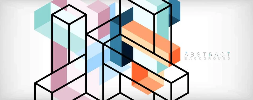 Abstract background. 3d cubes, cubic elements and blocks. Techno or business Stockillustratie