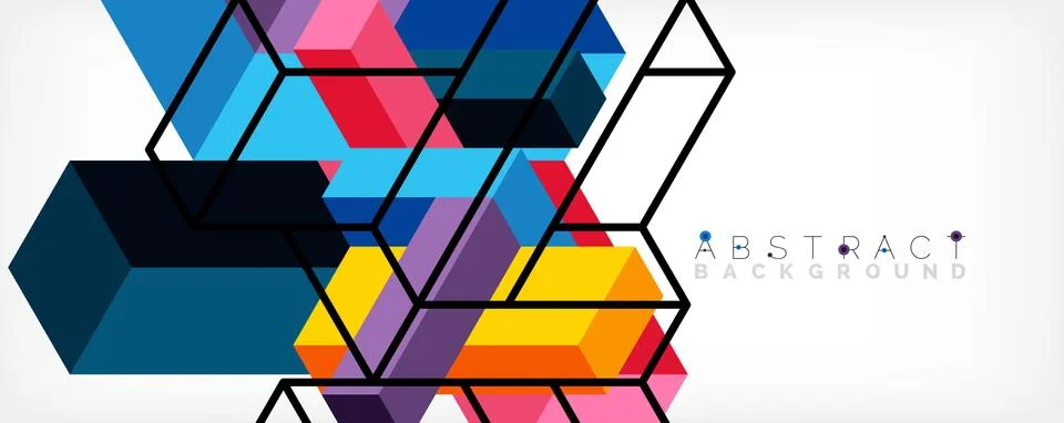 Abstract background. 3d cubes, cubic elements and blocks. Techno or business 库存插图