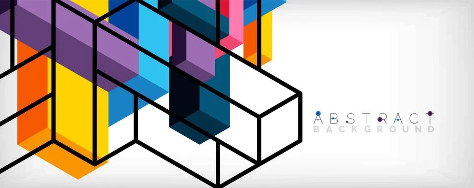 Abstract background. 3d cubes, cubic elements and blocks. Techno or business 스톡 일러스트