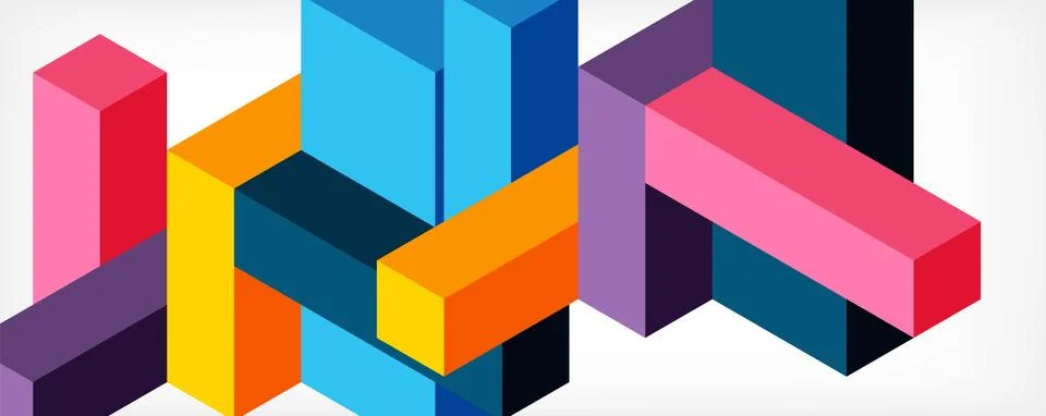 Abstract background. 3d cubes, cubic elements and blocks. Techno or business Illustrazione stock