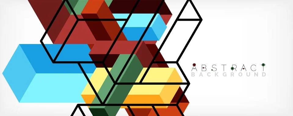 Abstract background. 3d cubes, cubic elements and blocks. Techno or business Illustrazione stock