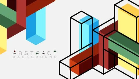 Abstract background. 3d cubes, cubic elements and blocks. Techno or business Stockillustratie