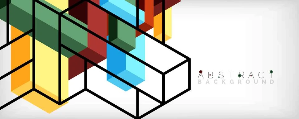 Abstract background. 3d cubes, cubic elements and blocks. Techno or business 스톡 일러스트