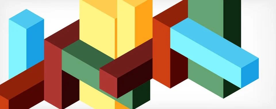 Abstract background. 3d cubes, cubic elements and blocks. Techno or business Stock Illustration