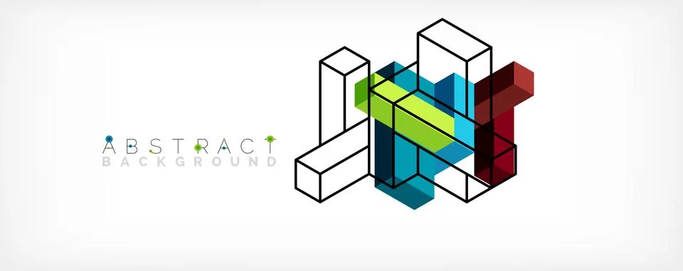 Abstract background. 3d cubes, cubic elements and blocks. Techno or business Illustrazione stock