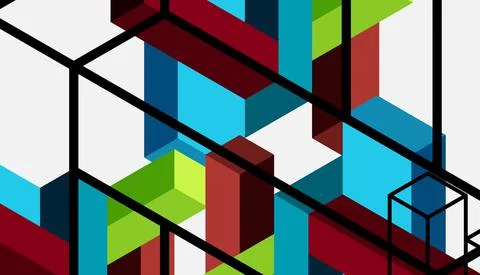 Abstract background. 3d cubes, cubic elements and blocks. Techno or business 库存插图