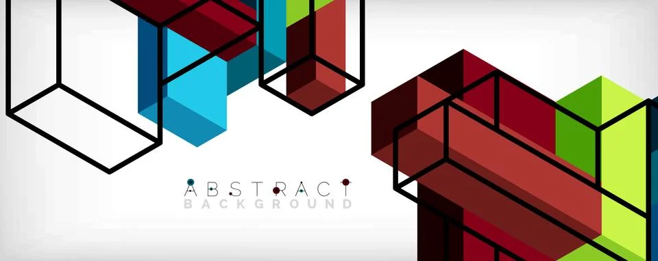 Abstract background. 3d cubes, cubic elements and blocks. Techno or business 库存插图