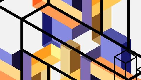 Abstract background. 3d cubes, cubic elements and blocks. Techno or business Illustrazione stock
