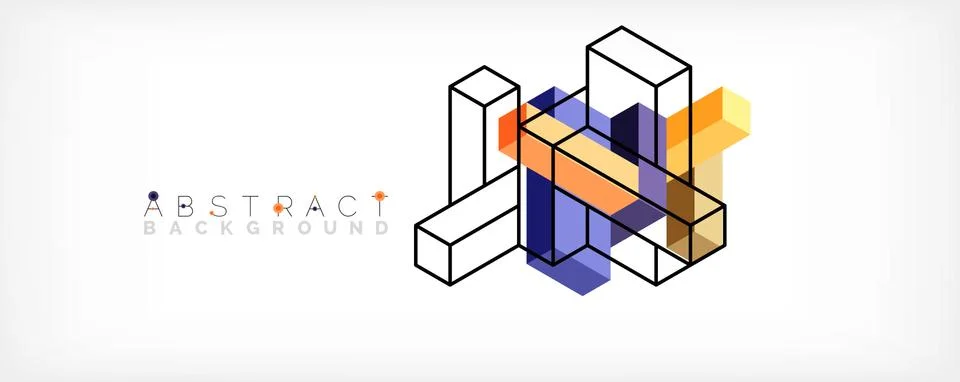 Abstract background. 3d cubes, cubic elements and blocks. Techno or business Stock Illustration