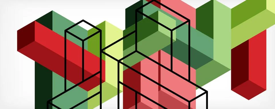 Abstract background. 3d cubes, cubic elements and blocks. Techno or business Stock Illustration