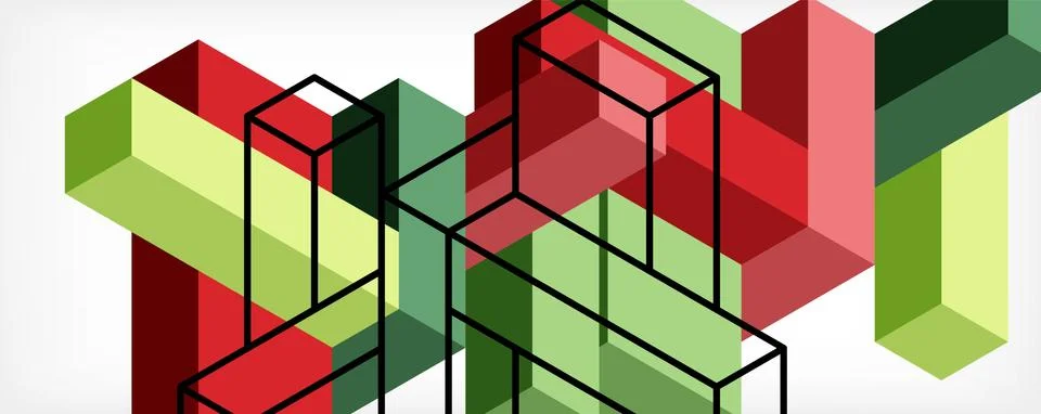 Abstract background. 3d cubes, cubic elements and blocks. Techno or business 스톡 일러스트
