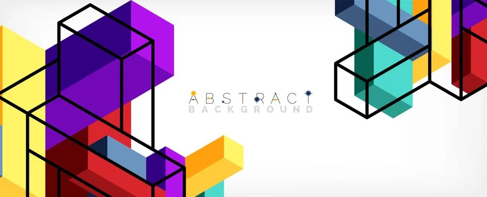 Abstract background. 3d cubes, cubic elements and blocks. Techno or business Illustrazione stock
