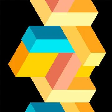 Abstract background. 3d cubes, cubic elements and blocks. Techno or business Stock Illustration