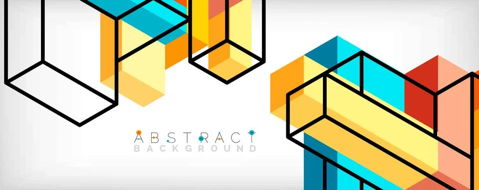 Abstract background. 3d cubes, cubic elements and blocks. Techno or business Stock Illustration