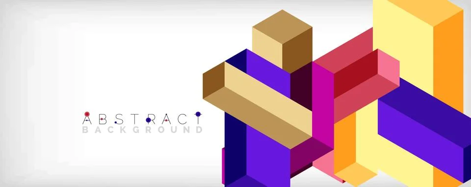 Abstract background. 3d cubes, cubic elements and blocks. Techno or business Stock Illustration
